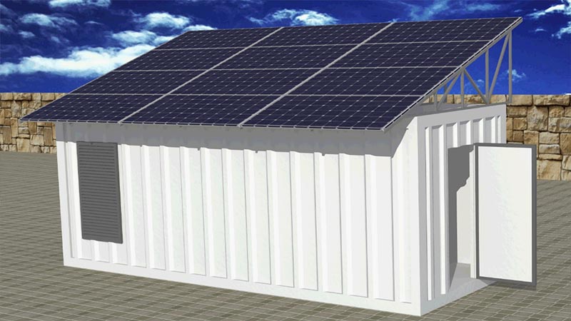 sala de contedores do sistema de enerxía solar